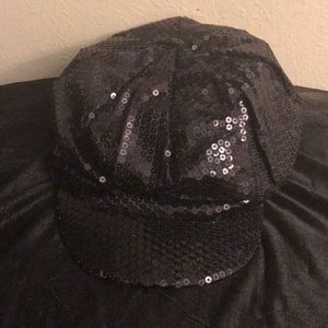 girl's Justice, black sequin cap.